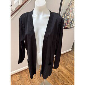 Exclusively MISOOK Vintage Black Knit Open Cardigan Sweater Size XL